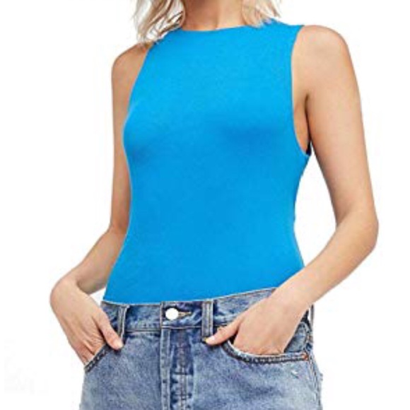 NWT Free People Blue Pfeiffer Twist Open Back Tank - Picture 5 of 8